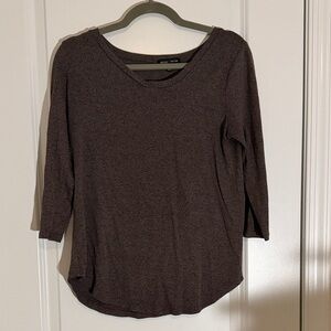 Moa Moa Dark Brown Three Quarter Long Sleeve Top 3/4 Sleeve
